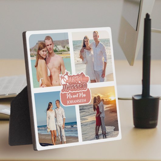 Net getrouwd paar foto collage bruiloft cadeau fotoplaat