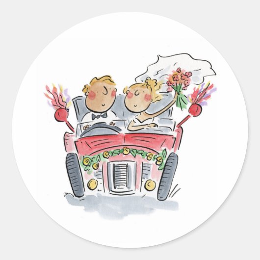 Net Getrouwd Ronde Sticker (Voorkant)