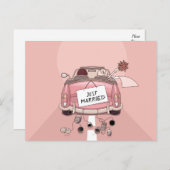 Net getrouwd roze bruiloft aankondiging liefde (Voorkant / Achterkant)