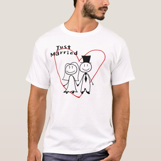 Net getrouwd schattige bruid en bruidegom met een  t-shirt (Voorkant)