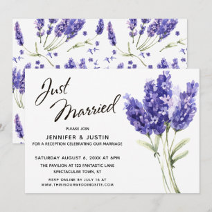 Net Getrouwd Script, Aquarel Lavendel Bloemen Kaart