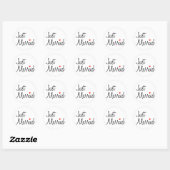 Net getrouwd (script met rood hart) ronde sticker (Vel)