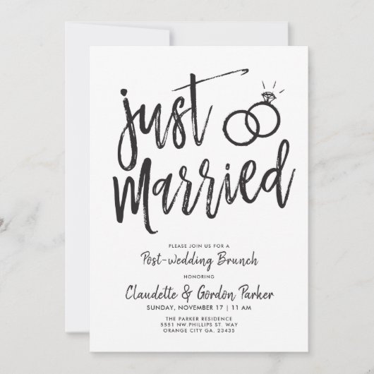 Net Getrouwd Script na de Bruiloft Brunch | Feestj Kaart (Voorkant)