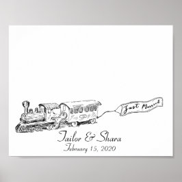 Net Getrouwd Trouwtrein Vingerafdruk Gastboek Poster