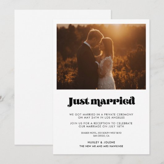 Net getrouwd Vintage retro script aankondiging (Voorkant / Achterkant)