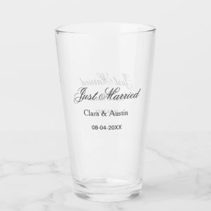 Net getrouwd voeg koppel naam datum jaar huwelijks glas