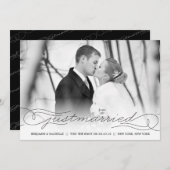 Net getrouwd zwart bruiloft aankondiging foto kaar (Voorkant / Achterkant)