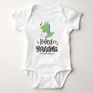 Net Hatched Green Dinosaur - geliefd bij oma Romper