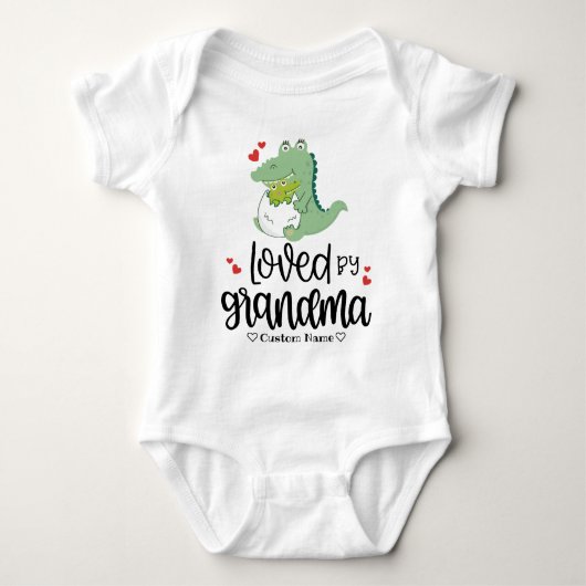Net Hatched Green Dinosaur - geliefd bij oma Romper (Voorkant)