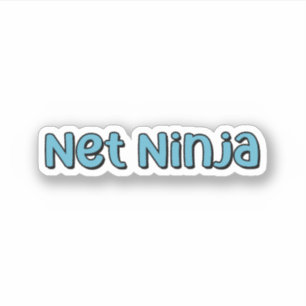 Net Ninja Blauw Retro Pickleball Tekst Sticker