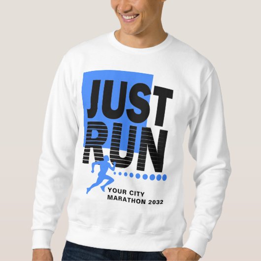 Net Run Marathon Runner Race Datum Blauw Wit Trui (Voorkant)