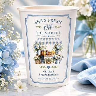 Net Van De Markt Bruidsdouche Blauw En Wit Papieren Bekers