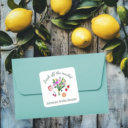 NET VAN DE MARKT Cute Custom Bruidsdouche Vierkante Sticker