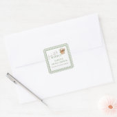 Net van de markt salie gingham bruiloft dank je vierkante sticker (Envelop)