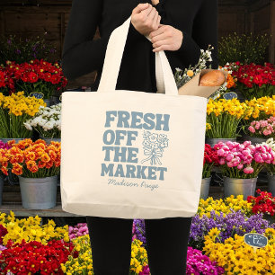 Net van de Markt Whimsical Blauwe Bruidsdouche Grote Tote Bag