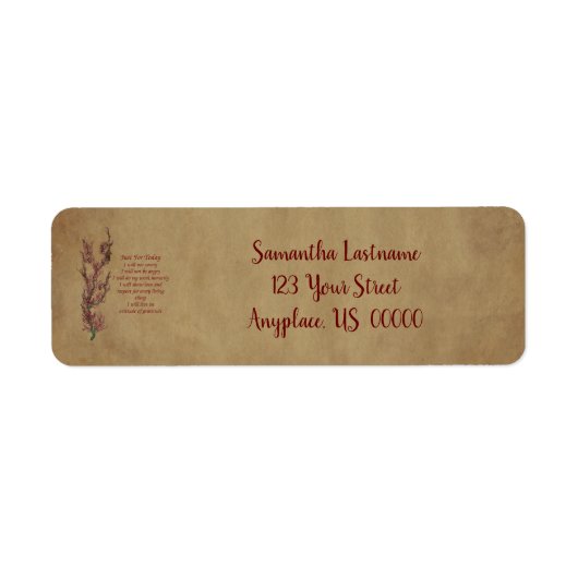 Net voor het Inspirerend gebedsadres van vandaag Etiket (Voorkant)