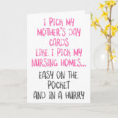 Net zoals ik mijn verpleeghuizen pik, grappige Moe Kaart (Gele Bloem)