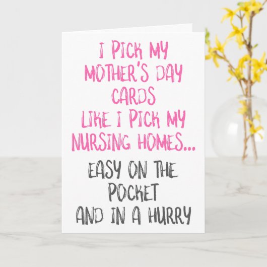 Net zoals ik mijn verpleeghuizen pik, grappige Moe Kaart (Gele Bloem)