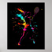 Netall Court Game Paint Splash Dminton Player Girl Poster (Voorkant)