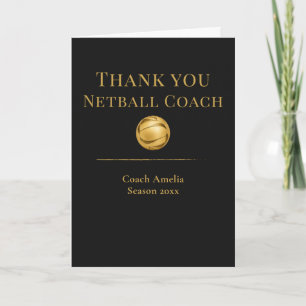 Netbalcoach Elegant Zwart Goud Team Waardering Bedankkaart