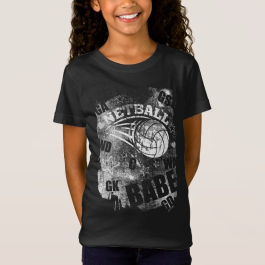 Netball Babe's, Black Grunge Netball T-shirt (Voorkant)