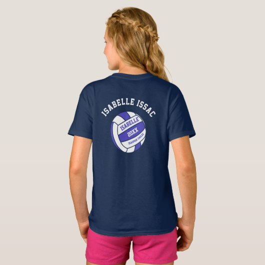 Netball blauw wit uit teamspeler T-Shirt (Achterkant volledig)