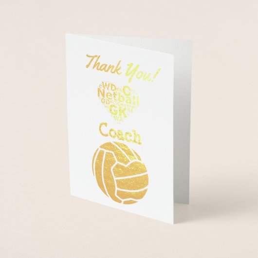 Netball Coach bedankt Gold Folie Kaarten (Voorkant)