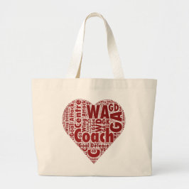Netball Coach en posities Hartontwerp Grote Tote Bag