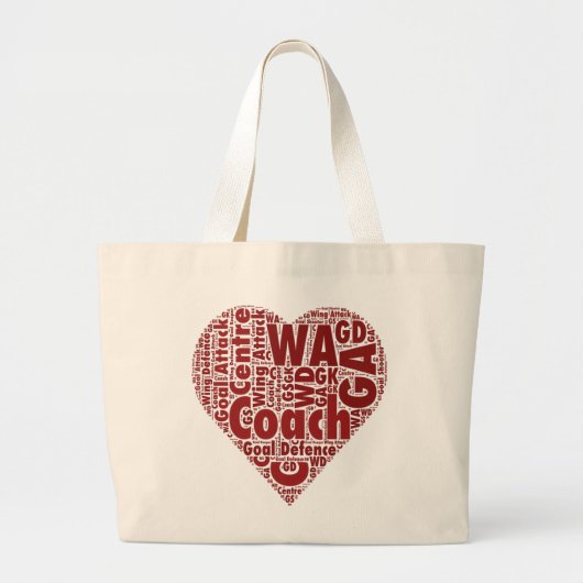 Netball Coach en posities Hartontwerp Grote Tote Bag (Voorkant)