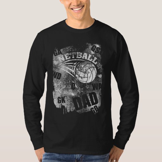 Netball Dad, Black Grunge Netball T-shirt (Voorkant)