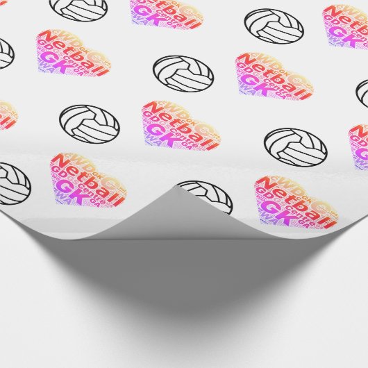 Netball Heart en Ball Design Cadeaupapier (Hoek)