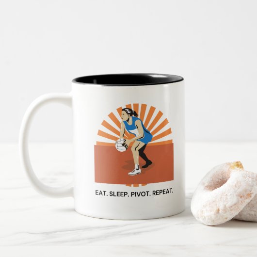 Netball Mok Eat. Slaap. Draaien. Herhaal. Grappig  (Met donut)