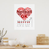 Netball Posities Typografie Hart Design Poster (Keuken)