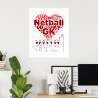 Netball Posities Typografie Hart Design