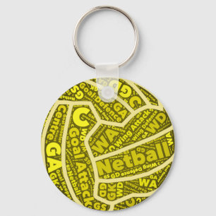 Netball Thlegeel Typografische Ball-ontwerp Sleutelhanger