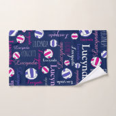 Netballs sport bleu rose blanc nom personnalisé (Serviette à main)