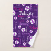 Netballs sport rose violet blanc nom personnalisé (Serviette à main)