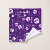 Netballs sport rose violet blanc nom personnalisé (Gant de toilette)