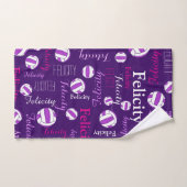 Netballs sport rose violet blanc nom personnalisé (Serviette à main)