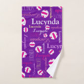 Netballs sport violet rose violet nom personnalisé (Serviette à main)