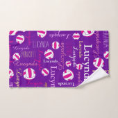 Netballs sport violet rose violet nom personnalisé (Serviette à main)