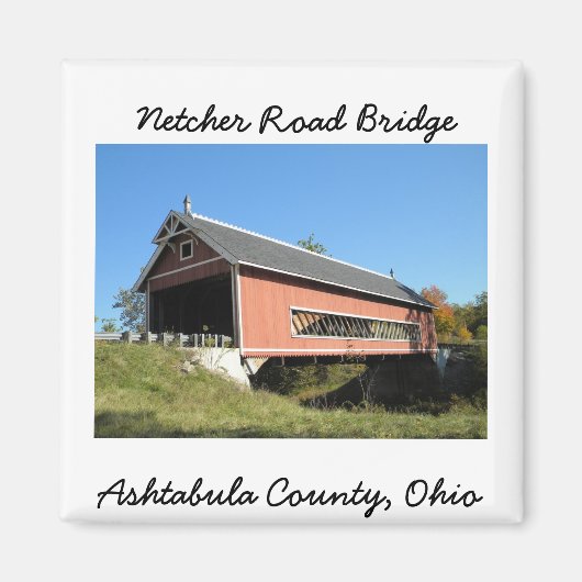 Netcher RD Overdekte brug Ashtabula County Ohio Magneet (Voorkant)