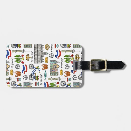 Netherland Doodle Pattern Bagagelabel (Voorkant horizontaal)