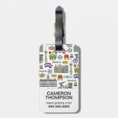 Netherland Doodle Pattern Bagagelabel (Achterkant verticaal)