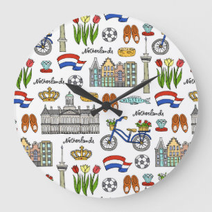 Netherland Doodle Pattern Grote Klok