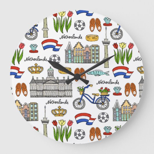 Netherland Doodle Pattern Grote Klok (Voorkant)