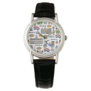 Netherland Doodle Pattern Horloge