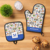 Netherland Doodle Pattern Ovenwant & Pannenlap Set (Top down)