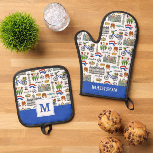Netherland Doodle Pattern Ovenwant & Pannenlap Set