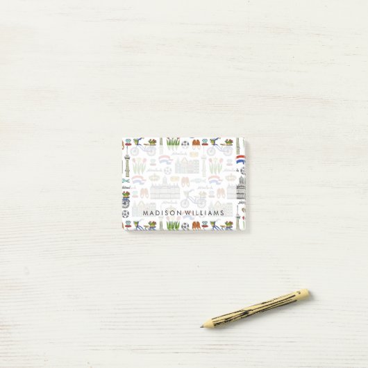 Netherland Doodle Pattern Post-it® Notes (Op bureau)
